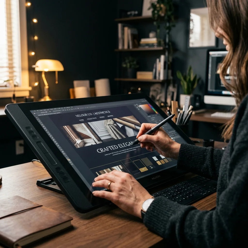 Abstraktes WEUX Coverbild mit menschlicher Design-Entscheidung und KI-Workflow-Knoten