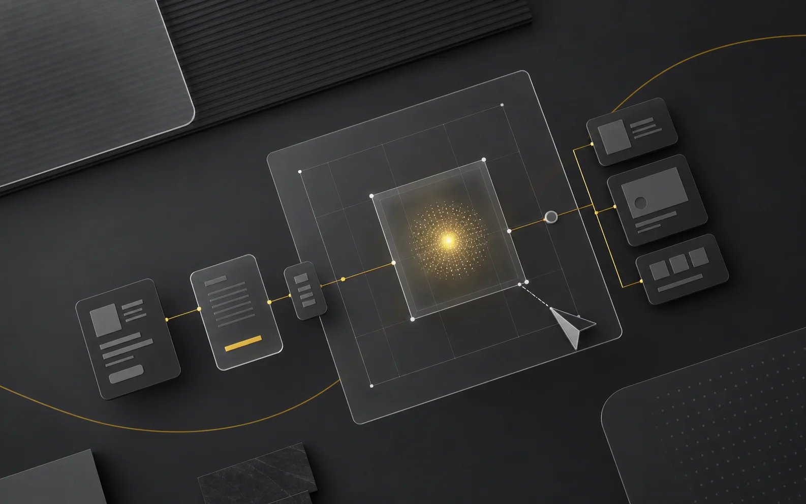Abstraktes WEUX Coverbild für einen strukturierten UX-first KI Workflow